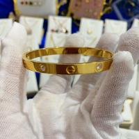 金色 有钻 不掉色love手镯女钛钢玫瑰金永恒之环男女情侣一钉一钻卡扣手环女