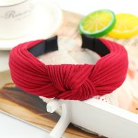 针织酒红色 韩版时尚珍珠发箍宽边布艺打结头箍发卡成人敷面膜洗脸头箍束发带