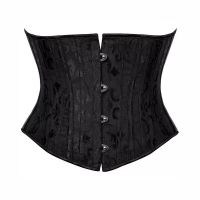 黑色 原装拉绳为编织圆粗绳 XS 收紧最小腰围55-63厘米 24钢骨宫廷束腰带马甲塑身腰封腰夹后系带宫廷束身衣女紧收腹