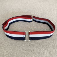红白蓝 条纹(宽4CM) 4公分弹力可调节松紧腰带女简约百搭牛仔裤懒人皮带裙子束腰装饰
