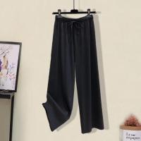 黑色阔腿裤 S 80-95斤 单/大码女装胖妹妹套装2021夏韩版宽松显瘦上衣+遮肉阔腿裤两件套