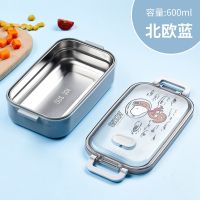 [单层]蓝色600ml 史努比儿童便携饭盒不锈钢防烫漏办公餐盒午餐盒学生分格装便当盒
