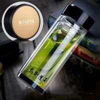 水晶清雅300ML 双层玻璃杯水晶加厚水杯茶杯隔热大容量男女便捷随手办公泡茶杯子