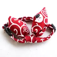 红色和风 XS码(15-21cm) 宠物和风项圈领结可调节手工制作猫咪小狗领结无声大型犬小型犬用