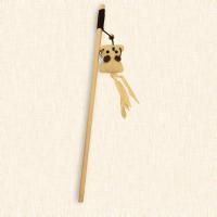 方形萌脸逗猫棒 宠物猫玩具逗猫木杆老鼠天然编织带羽毛木质老鼠逗猫棒猫咪互动鼠