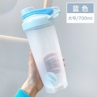 蓝色700ml+熊兔贴纸 双饮款1500ml 大肚水杯女高颜值大容量水杯吸管直饮两用水壶耐高温防摔塑料杯子