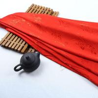红色/米 梅兰竹菊丝绸提花布古装汉服服装绸缎布料旗袍马面裙古风刺绣面料