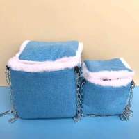 小号蓝色 宠物冬季保暖加厚棉窝吊床立体睡袋蜜袋鼯仓鼠飞鼠花枝鼠松鼠用品