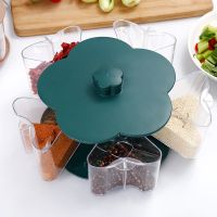 梅花型旋转式[墨绿色] 厨房用品调味盒套装家用组合旋转式防潮调味罐多功能调料盒作料盒