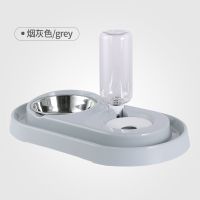 环型喂食喂水一体组合（烟灰色） 宠物自动喂食器喂水猫咪狗狗猫粮狗粮喂食碗神器投食猫粮盆二合一