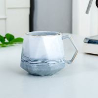 描金无印花(请备注颜色) 单杯(安全包装) 简约钻石陶瓷咖啡杯马克杯带盖勺送礼表白神器男女办公家用喝水杯