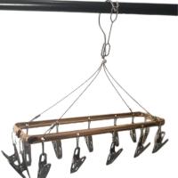 1个 14夹玫瑰金[抗氧化耐高温耐雨淋] 铝合金晒架袜架浸塑防滑多夹子晒袜架内衣婴儿内衣多功能晾袜架子