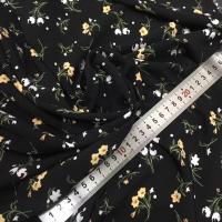 黑色底印花 宽幅150公分 不透雪纺碎花布料 四面弹印花面料连衣裙用阔腿裤透气布超柔