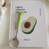 绿色可爱 -勺子 韩国ins风卡通小熊树脂不锈钢甜品叉勺少女可爱咖啡蛋糕勺子套装