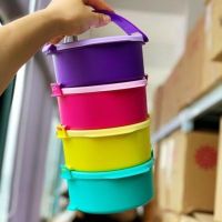 可丽4件套 特百惠 饭盒550ml可丽便携圆碗组4件套 收纳密封保鲜盒四