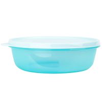 1升缤纷蓝色保鲜圆碗 升级版 特百惠保鲜圆碗三件套1升1.5升2升 便携水果保鲜圆碗饭盒便当盒