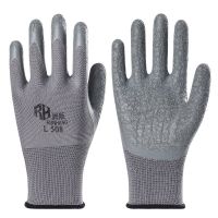 润航L508皱纹(灰纱灰) 2双适用装 手套劳保耐磨工作浸胶塑胶带胶干活皱纹防滑加厚胶皮劳动防护透气