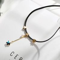 公主星项链 水晶项链五星月亮耳环女戒指吊坠锁骨颈链女项圈颈带短款韩版套装