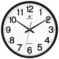 C58黑边普通白盘 12英寸30厘米 七王星现代简约时尚挂钟带日历温度闹钟静音钟表挂闹铃农历石英钟