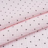 1#粉色-半米价(幅宽135cm) 双层纱布绉布印花水洗棉布料宝宝婴童服装家居服睡衣印花绉布面料