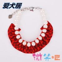 红色 S-小型 狗狗项链 经典项链 狗狗猫铃铛项链 珍珠项链 宠物饰品
