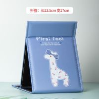 紫色小鹿(23.5*17cm) 折叠时尚卡通化妆镜子便携收纳梳妆镜台式桌面镜随身镜中大号镜子