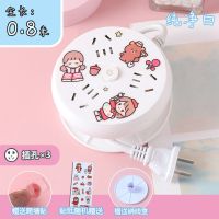 二脚插头(可收纳)3插位白色 0.8米(送爬墙贴+贴画) 二插头收纳插座绕线插板卡通少女粉色学生usb转换器接线板长线