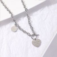 OT刻字爱心项链 辣妹甜酷风项链女夏小众设计感爱心圣母珍珠拼接宝石十字架锁骨链