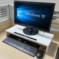 暖白色(24宽)-单层 台式电脑显示器屏增高架护颈带手机卡槽单双层桌上键盘置物收纳架