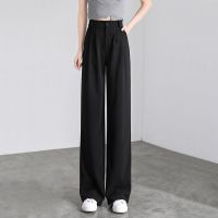 黑色 S 70-90斤 西装拖地裤秋季韩版宽松大码显瘦高腰百搭直筒休闲阔腿西裤子女潮