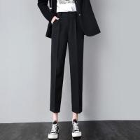 黑色 S 建议80-95斤 灰色西装裤女高腰直筒宽松显瘦春秋款九分休闲哈伦萝卜烟管女裤子