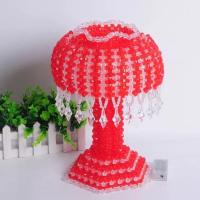 蘑菇台灯-大红 材料包 手工成品家居卧室书房蘑菇台灯串珠编织床头柜书桌创意装饰摆件