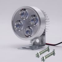 [一般亮]银色4珠 不加配件 摩托车led大灯电动踏板三轮车前置强光聚光超亮12V-85V通用车前灯