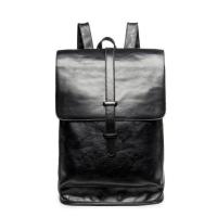 纯黑色PU 时尚复古双肩包 韩版旅行男包电脑包 单肩背包大容量潮学生背包