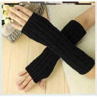 黑色-双面麻花 均码 加绒假保暖护臂套加厚胳膊套短款手套半指毛线袖套秋冬袖子。