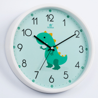 恐龙-白框(有刻度) 12英寸（直径30.5厘米） 霸王挂钟客厅家用静音儿童房卡通创意钟表卧室恐龙图案时钟飞机