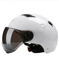 哈雷款-亮白-防晒镜片 均码 电动电瓶车头盔女孩男孩儿童个性四季通用半盔全盔可爱宝宝安全帽