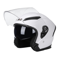 白色 M BYB/亚比雅摩托车头盔机车电动车成人男女通用半盔双镜片安全帽
