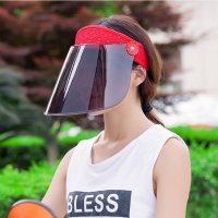 单色----中国红 骑电动车帽子防灰尘搭配雨衣防雨帽男女户外骑车透明面罩挡h雨帽