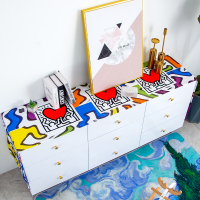 A款 30*120(适用长度60~80内桌面) 联名手绘卡通插画电视机盖布茶几床头柜防尘布keith haring桌布