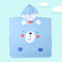 浅蓝熊猫口袋款[70*70] 大号70*70 儿童浴巾女童男童吸水速干斗篷游泳带帽浴袍宝宝卡通毛巾沙滩浴巾