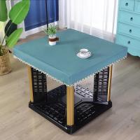 水溶花边-加厚孔雀蓝 方桌罩60*60 简约水溶花边电炉桌皮套正方桌烤火桌皮罩电取暖餐桌防水防油桌布
