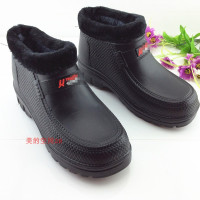 1018男 黑色 41码 冬季加绒棉雨鞋女防滑厚底中低筒一体EVA泡沫防水鞋雪地靴男洗车