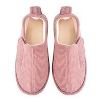 粉色 S(建议36-37码) 珂缔缘居家室内防滑保暖孕妇包跟月子拖鞋男女魔术贴可调节老人冬