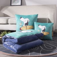 [加厚]史努比 热卖冬季加厚抱枕被子两用汽车珊瑚绒毯办公室靠垫神器午睡