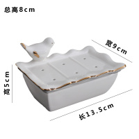 小鸟皂盒双层沥水 轻奢陶瓷双层沥水肥皂盒北欧创意卫生间浴室时尚香皂盒高档皂碟。