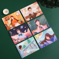 三尺讲台/6张送配套信封封口贴 简约ins风高端贺卡明信片老师可爱中秋节日留言感谢祝福diy小卡片
