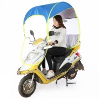 6代无帽檐(蓝色)有后视镜 防雨透明雨篷电车遮阳伞摩托动车太电遮阳伞挡风板阳伞雨棚。