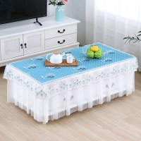 发财树-蓝色 宽40*长50*高15 茶几桌布长方形布艺蕾丝餐桌垫客厅防滑茶几罩套全包电视柜防尘罩