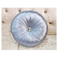 天蓝色 40X40cm 轻奢圆枕高档圆形抱枕纺丝丝滑圆靠枕沙发靠垫床上用品摆件